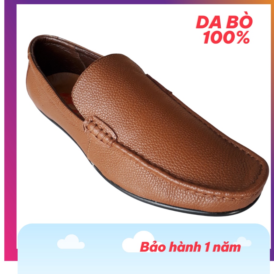 Giày Lười Nam Da Bò, Giày Mọi Nam Da Bò Thật Khâu Đế Cao Cấp HKT Shop GM334