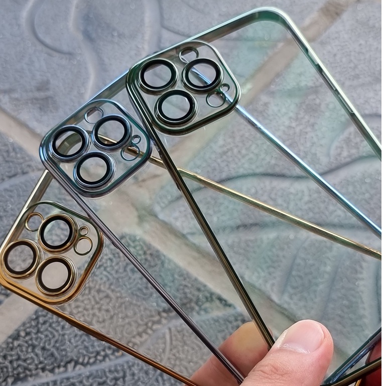 Ốp lưng Totu cho iPhone 12 Pro Max, 13, 13 Pro, 13 Pro Max lưng trong cứng viền màu, bảo vệ mắt camera sang trọng
