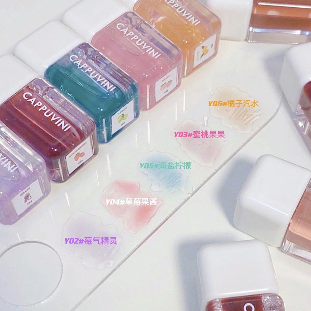 (Hàng Mới Về) Son bóng son dưỡng môi Cappuvini Set 3 Son Môi Trang Điểm Dạng Thạch Lấp Lánh Mềm Mịn Lâu Trôi
