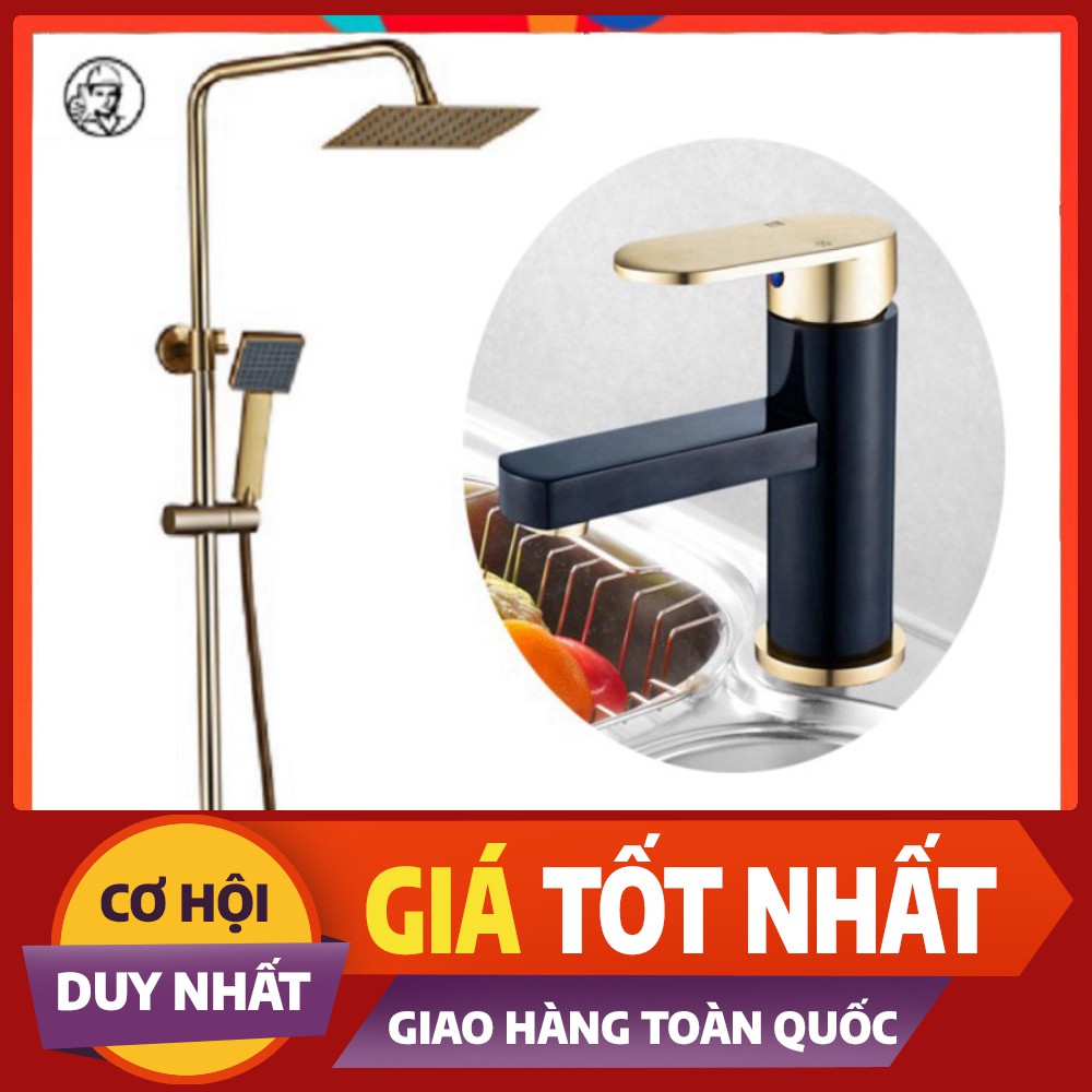 Sen tắm vòi rửa mặt | Combo bộ sen cây vàng ánh kim SC 05 kèm vòi chậu lavabo nóng lạnh cao cấp