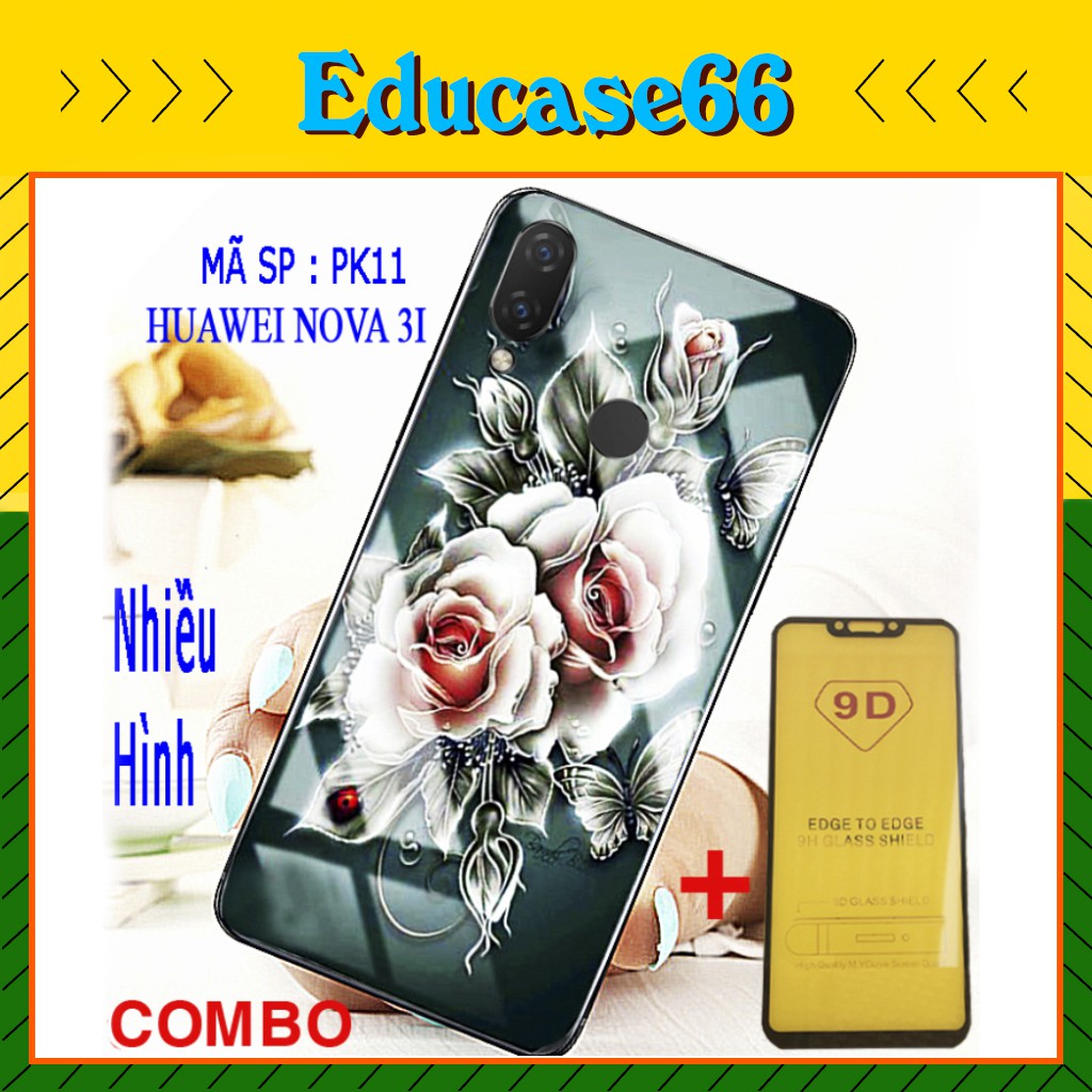 COMBO ỐP LƯNG HUAWEI NOVA 3I (ốp lưng kính 3D sang trọng + tặng kèm cường lực 9D thế hệ mới) educase66