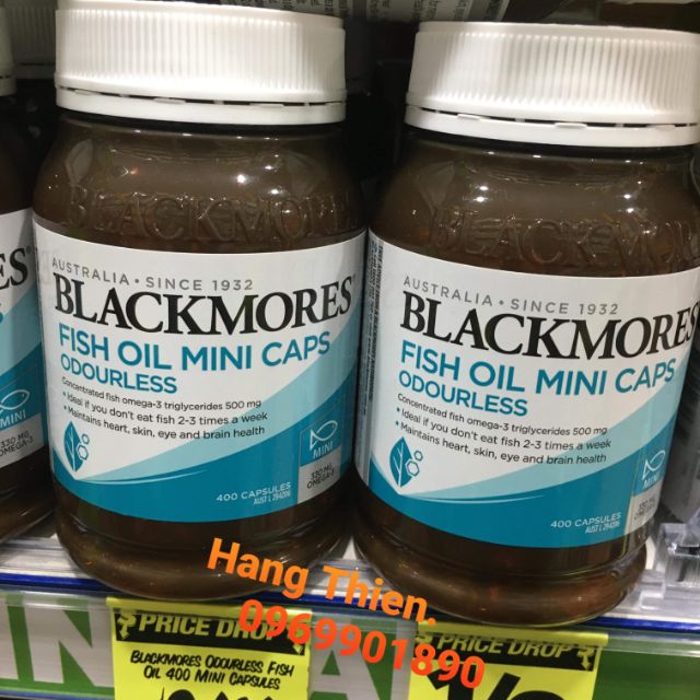 (Đủ bill) Blackmores Fish Oil Odourless 1000mg mini caps (Loại ĐÃ ĐƯỢC KHỬ MÙI) _ 400v | BigBuy360 - bigbuy360.vn