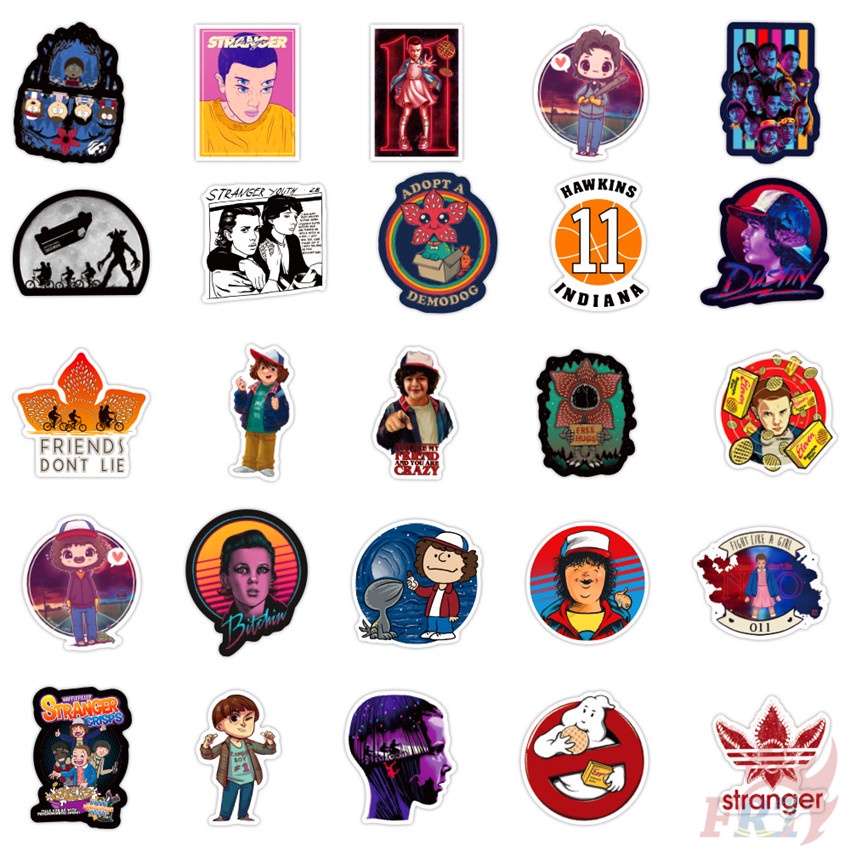 Set 50 miếng dán phong cách Stranger Things - Series 01 Netflix TV Joyce Byers trang trí hàn lý/ laptop/ ván trượt DIY