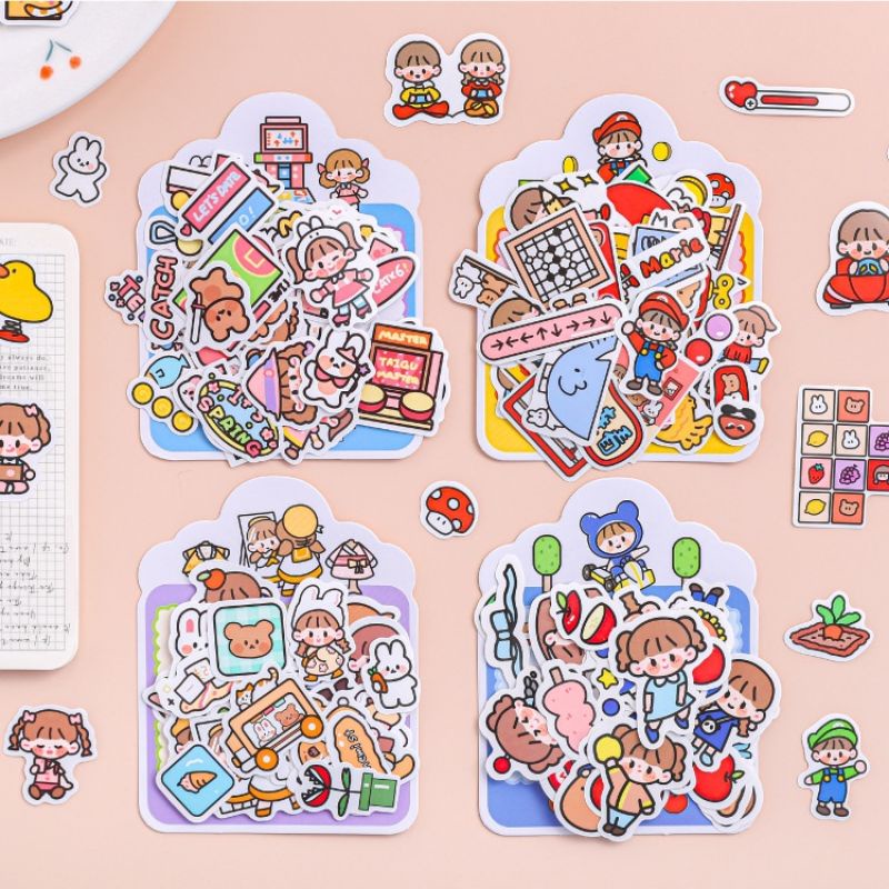 Túi 100 miếng dán sticker hoạt hình dễ thương