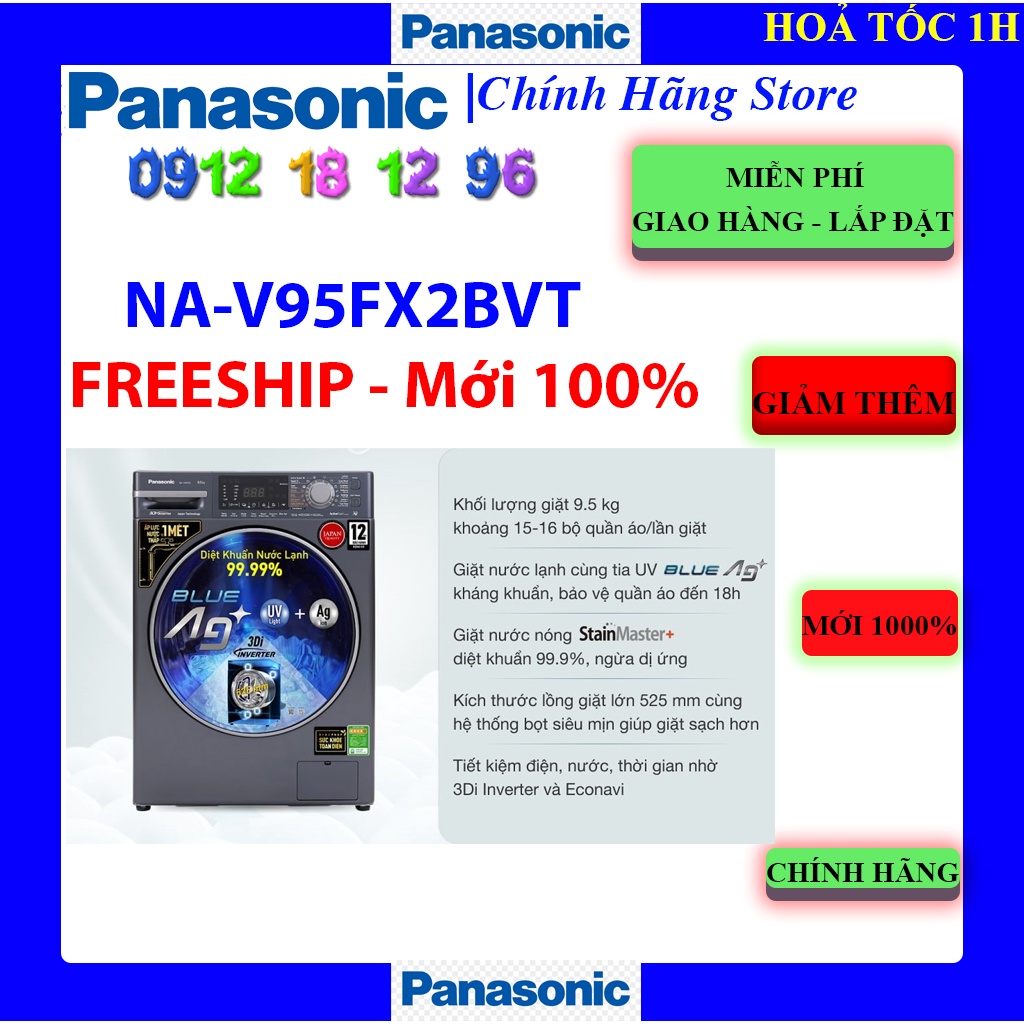 GIẢM THÊM | Máy giặt Panasonic NA-V95FX2BVT Inverter 9.5 Kg V95FX2BVT | MỚI 1000% | BẢO HÀNH CHÍNH HÃNG 24 THÁNG.