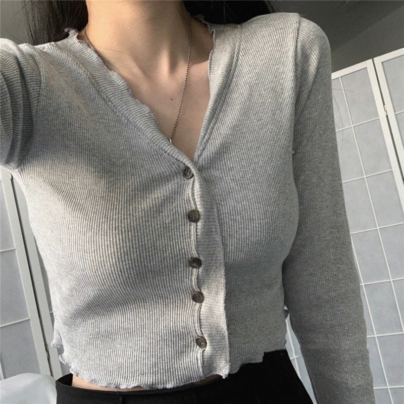 ÁO BÈO CUỐN BIÊN NÚT TAY DÀI LEN TĂM