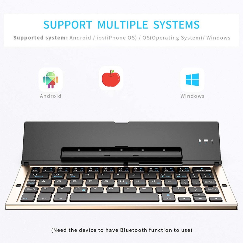 Bàn Phím Bluetooth Không Dây Siêu Mỏng Dạng Gập Tích Hợp Giá Đỡ Cho Điện Thoại/Máy Tính Bảng