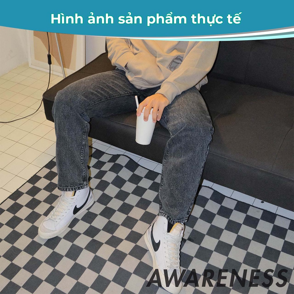 Quần jean nam ghi xám baggy ống rộng chất denim dày dặn dễ phối đồ phong cách Hàn Quốc J30 - jean baggy AWARENESS