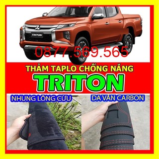 Cao cấp- thảm taplo mitsubishi triton 2021-2020-2019-2018-2017-2016-2010-da vân carbon-nhung lông cừu