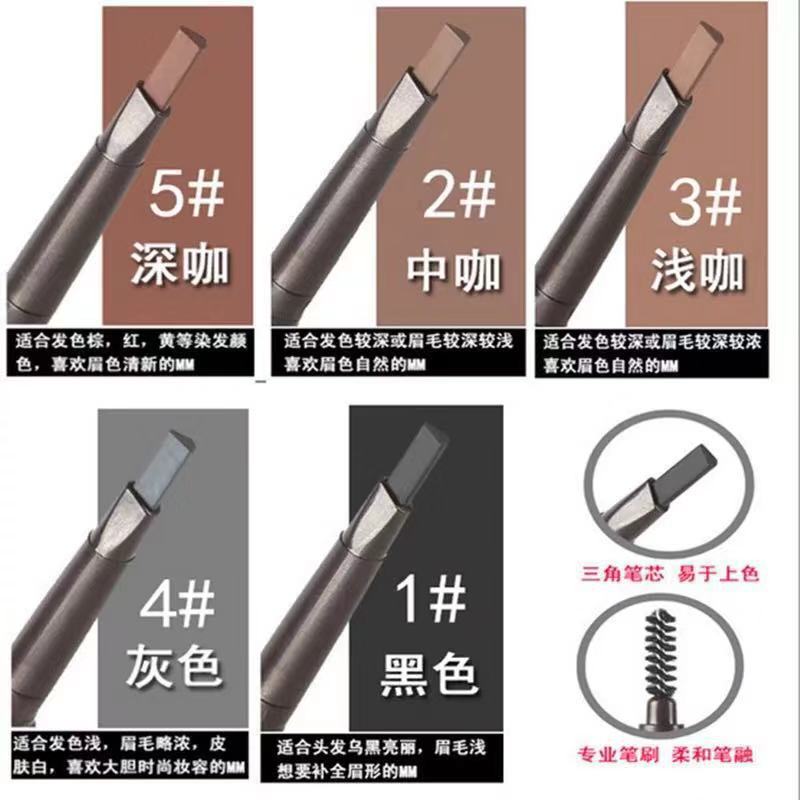 Double head eyebrow pen with triangle extrusion refill, waterproof and sweat proof, automatic rotation non halo dye band eyebrow brush | BigBuy360 - bigbuy360.vn