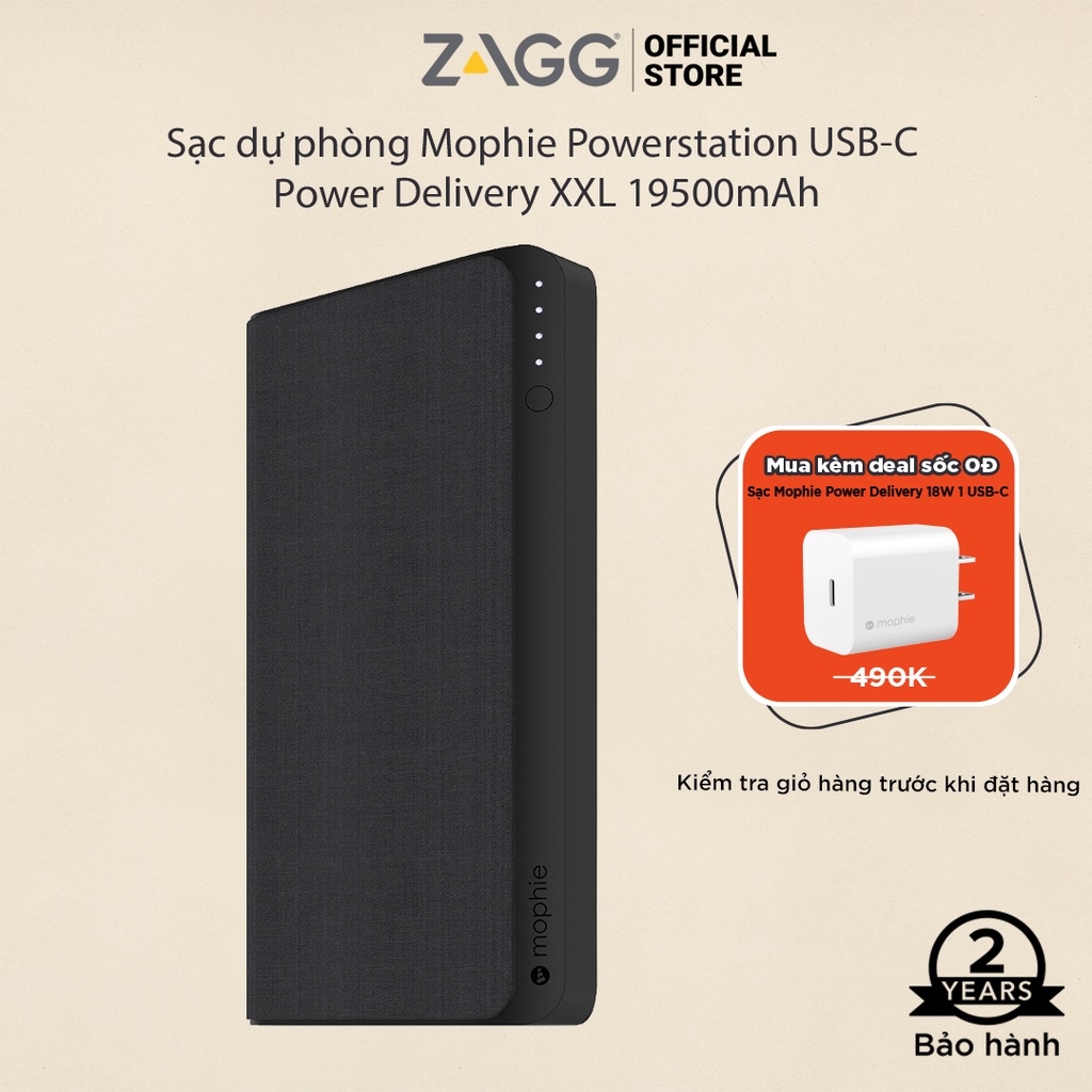 Sạc Dự Phòng Mophie Powerstation USB-C-XXL 19500mAh Black - 4132-BLK-I