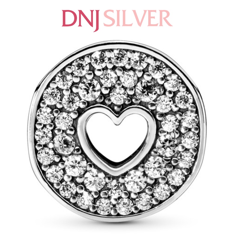 [Hàng cao cấp] Charm bạc 925 cao cấp, hàng chuẩn bạc - Charm Pavé &amp; Heart Anniversary thích hợp để mix vòng tay charm
