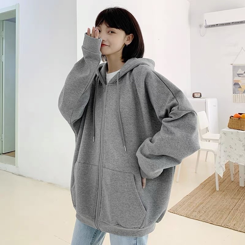Áo khoác hoodie dáng rộng,áo khoác trơn unisex 1 lớp | BigBuy360 - bigbuy360.vn