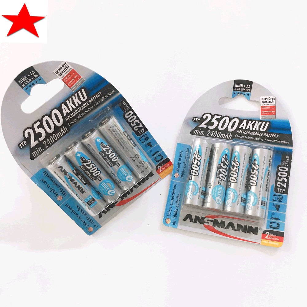 Pin Sạc Ansmann AA 2500mAh, 2100mAh Chính Hãng