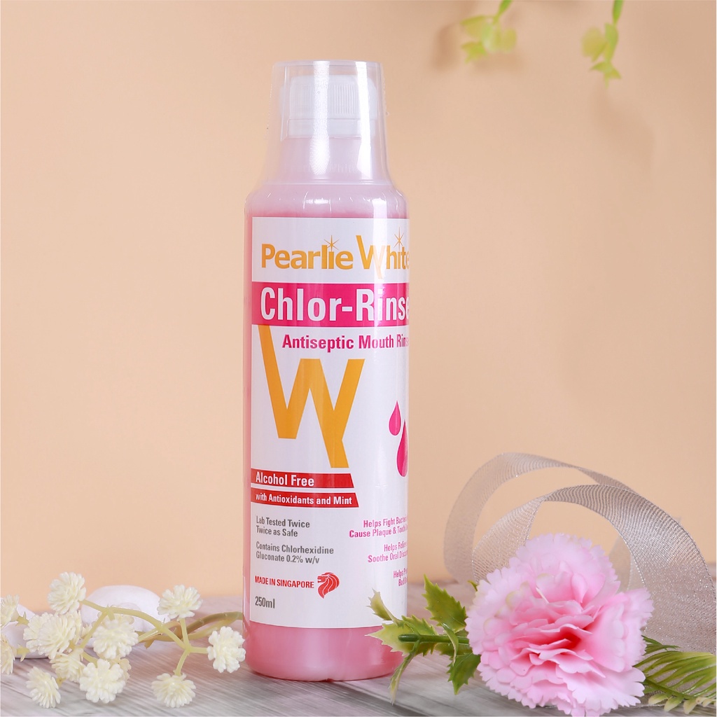 Nước súc miệng Pearlie White Singapore chứa 0.2% Chlorhexidine KHÔNG CHỨA CỒN sát khuẩn