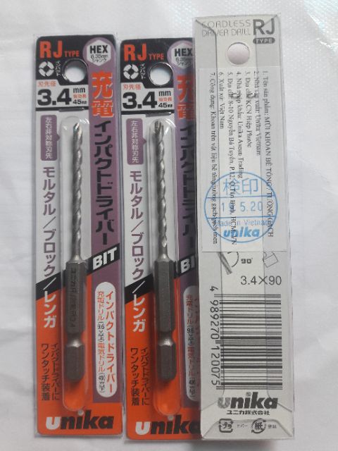 Mũi khoan Unika RJ3.4*90mm
