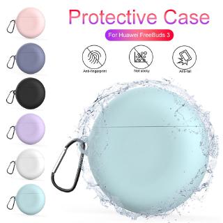 Anti-lost Carrying Ring Silicone Case  for Huawei FreeBuds 3 Soft Protective Cover Skin Coque Candy color
