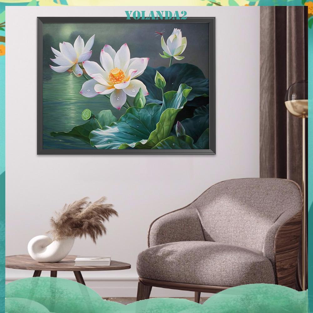 Tranh Thêu Chữ Thập Hình Hoa Sen 11ct 50x40cm