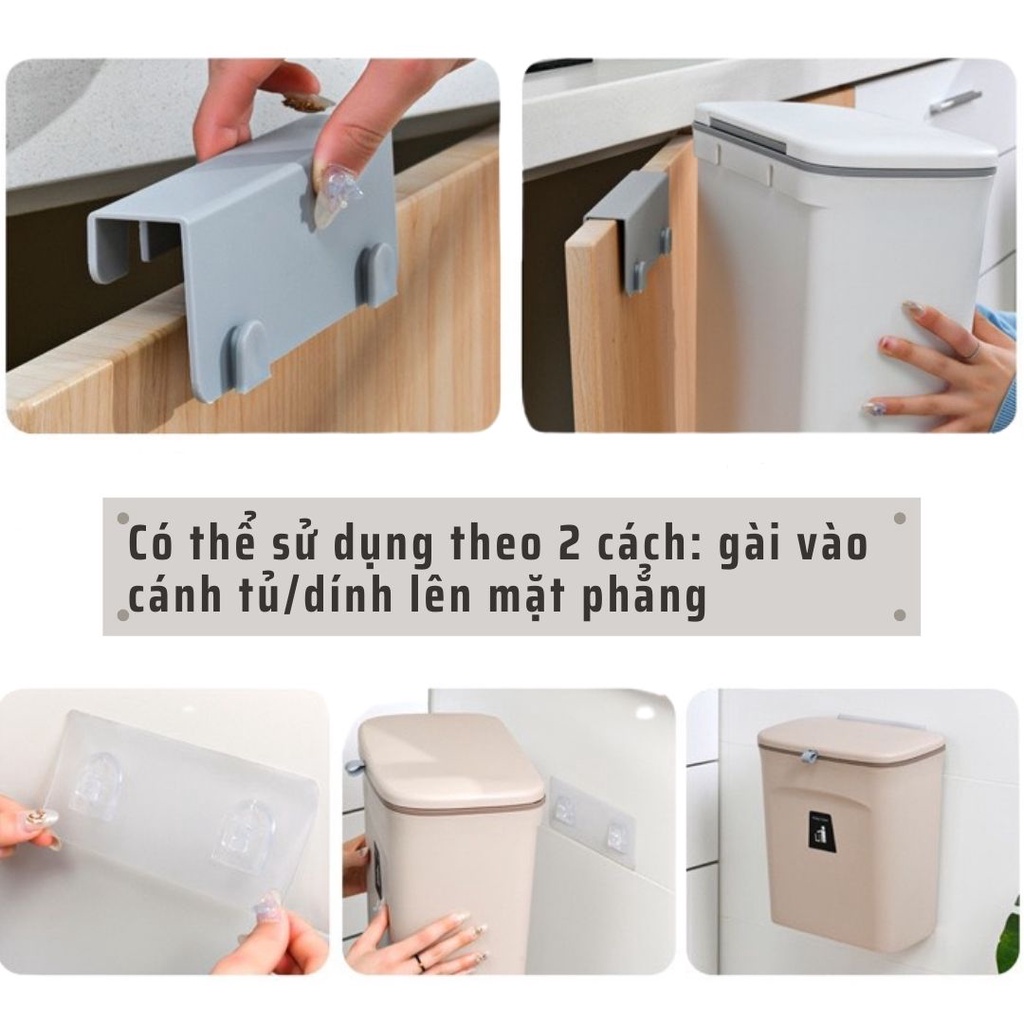 Thùng rác treo bếp, thùng rác có nắp trượt, sọt rác cài tủ thông minh sáng tạo
