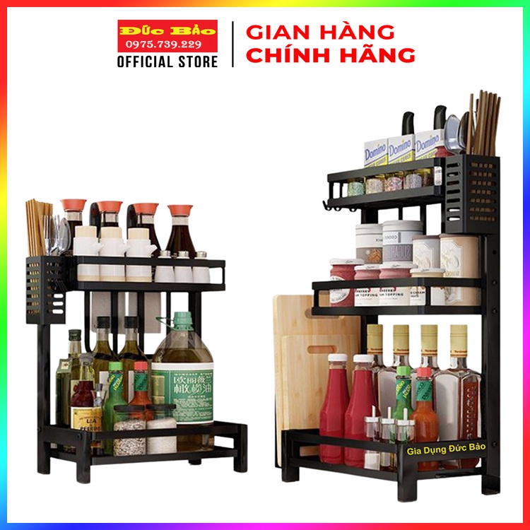 Kệ Đựng Gia Vị Nhà Bếp INOX Sơn Tĩnh Điện Chống Rỉ nhập khẩu Cao Cấp 2 3 Tầng
