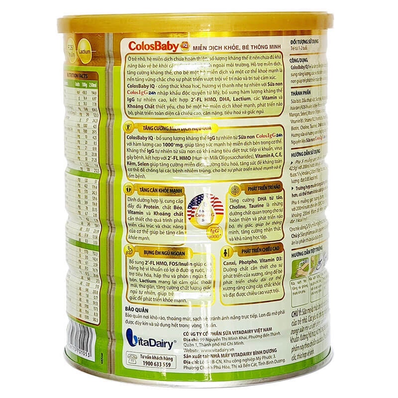 Sữa COLOSBABY IQ GOLD  1+ 800gr