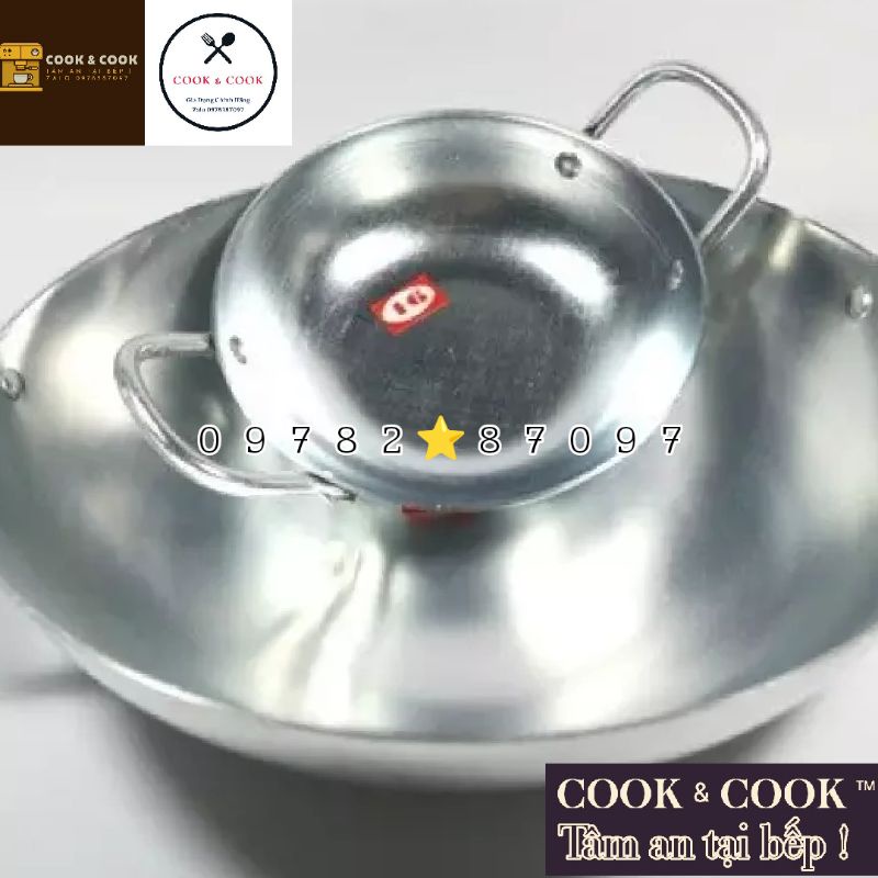 [CHÍNH HÃNG] Chảo nhôm sâu lòng 2 quai Mạnh Hùng ft VIETCOOK chảo xào công nghiệp size to 30, 32, 34, 36, 38, 40 cm