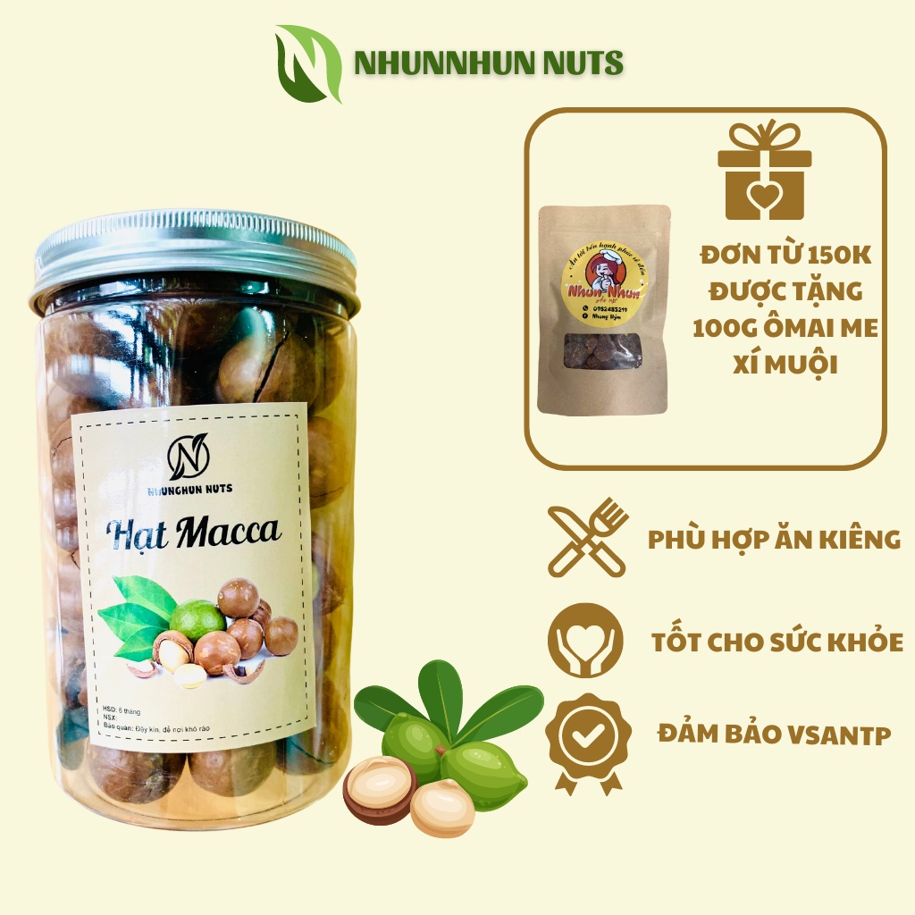 Hạt macca,măcca,hạt macca nứt vỏ NhunNhun Nuts 500gr kèm khui hạt