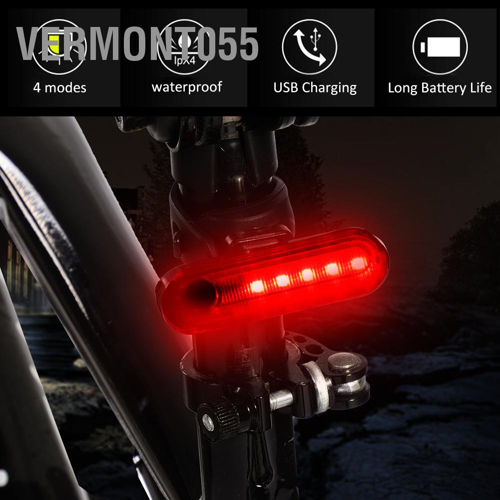 Vermont055 Outdoor COB Bike Rear Saddle Lamp Tail Safety Warning Red Light Night Riding Accessory