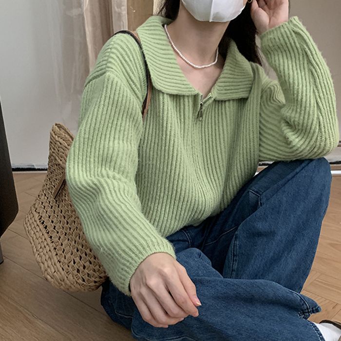 Áo Khoác Sweater Phối Khóa Kéo Thời Trang 2022 Mới Cho Nữ