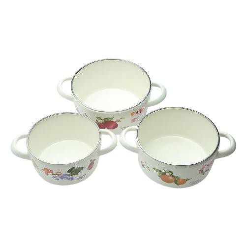 Bộ 3 nồi tráng men chống dính 16 -18 -20 cm - họa tiết ngẫu nhiên