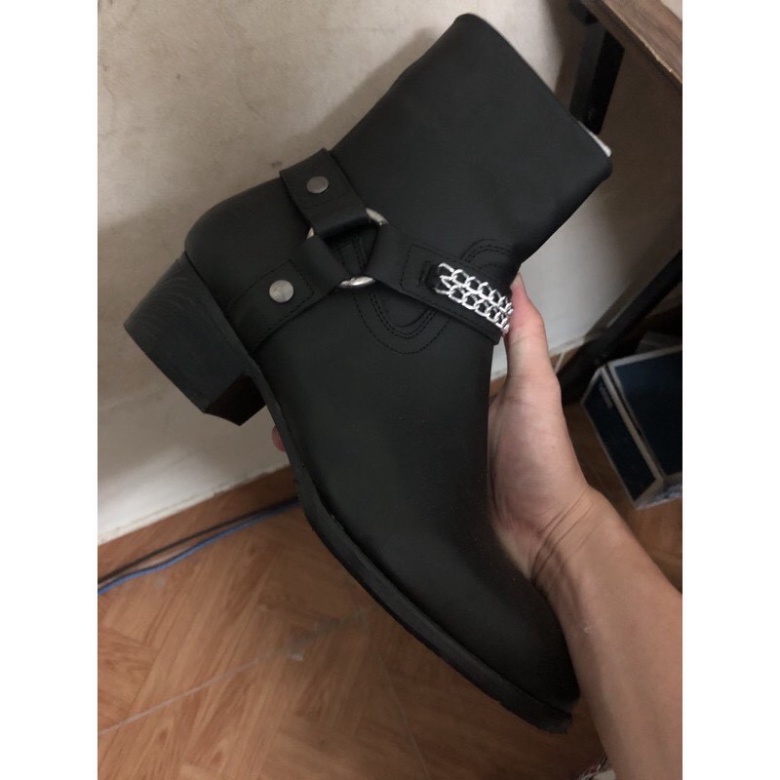 Giày thời trang nam phong cách Harness Boots chất liệu da bò đế gỗ độn 4.5cm | BigBuy360 - bigbuy360.vn