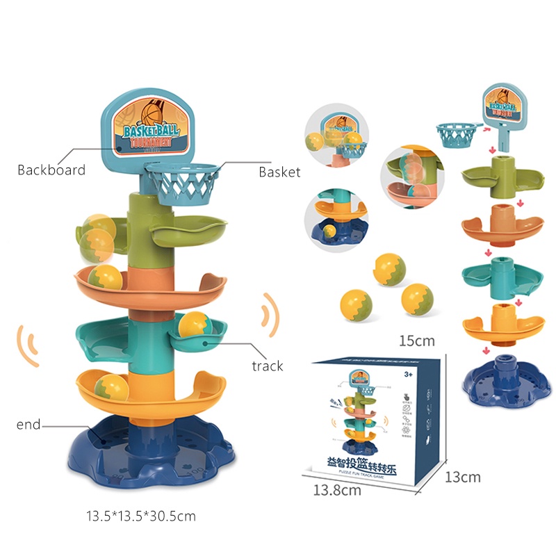 ZHAN QI TOYS Bộ đồ chơi lắp ráp đường ray trượt bóng lăn giáo dục sớm vui nhộn cho trẻ em