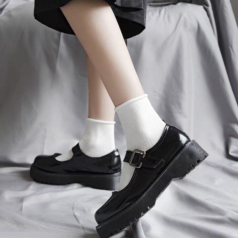 [Mã FAMARAL1 giảm 10K đơn 50K]Tất cotton nữ cổ cao phong cách lolita chất đẹp TAT08