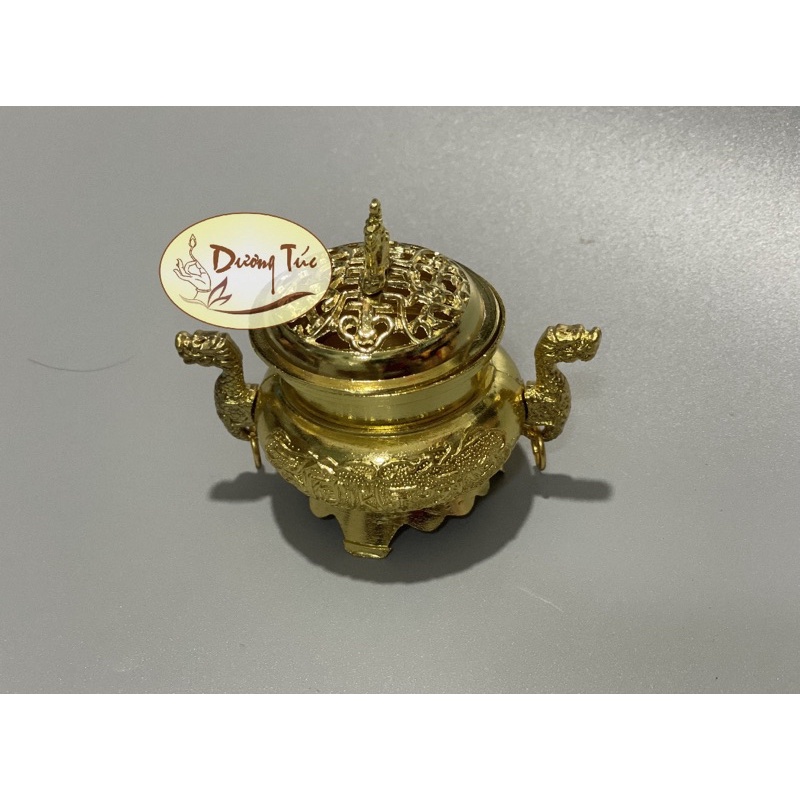 Lư Xông Trầm Hương - Hai Con Rồng - bằng hợp kim