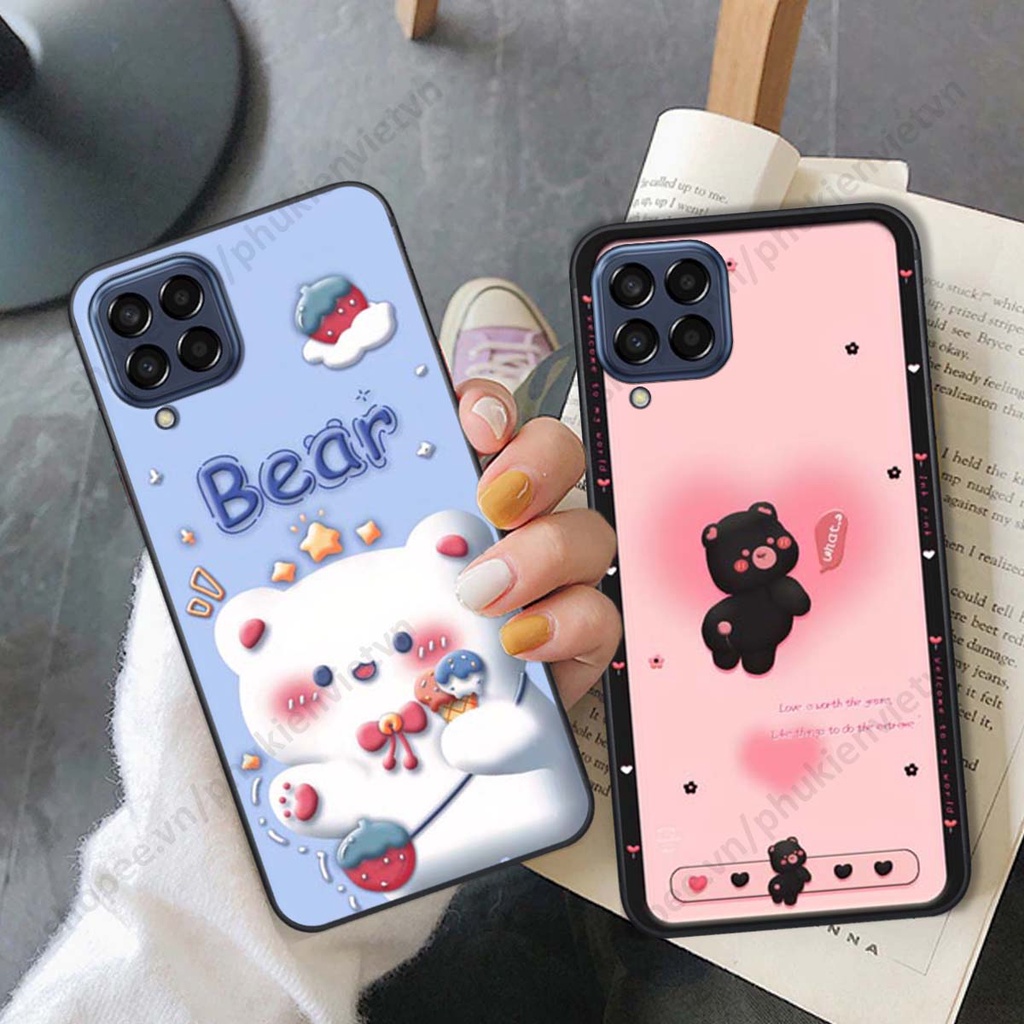 Ốp lưng Samsung M33 - M53 in hình mèo đen, thỏ trắng siêu cute đáng yêu