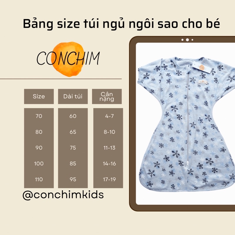 (NEW) Túi ngủ ngôi sao cho bé Conchimkids(mặc hè,nằm điều hoà)