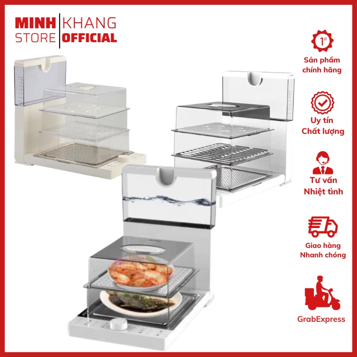 Nồi Hấp Điện YUNIKLY 10,8L inox 3 Tầng Đa Năng Xửng Hấp, Gập Đôi Tiện Lợi. (Tặng Kèm Kẹp Thịt)