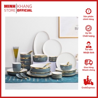 Bộ Bát Đĩa 32 Món Màu Xanh Ngọc, Phong Cách Châu Âu Sang Trọng, Phù Hợp Trong Những Bữa Cơm Gia Đình, Nhà Hàng.