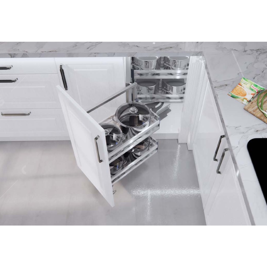 [FREESHIP HCM] Hệ Góc Liên Hoàn Garis GC01.45L/R - Inox Hộp - Khung Thép Sơn Tĩnh Điện