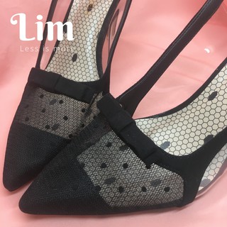 [Mã KM 50%] Giày lưới chấm bi gót nhọn 5cm Marylin DotN Đen (Sỉ, Lẻ)