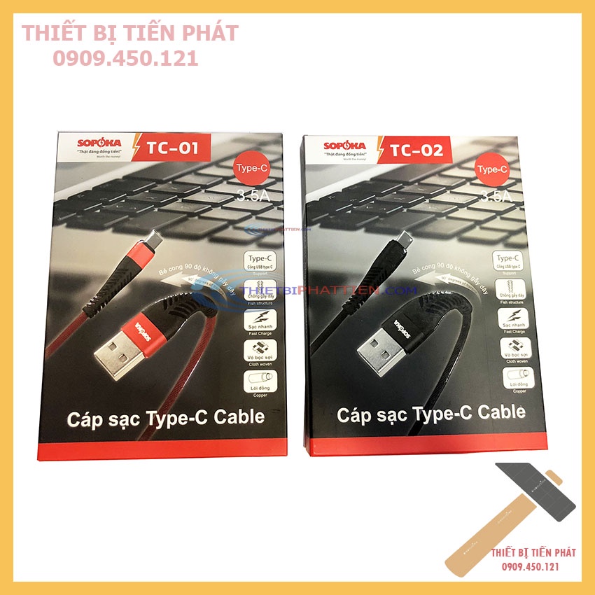 Dây Cáp Sạc USB Type-C Sopoka 3.5A Sạc Nhanh, Lõi Đồng Cho Điện Thoại Samsung Huawei Android