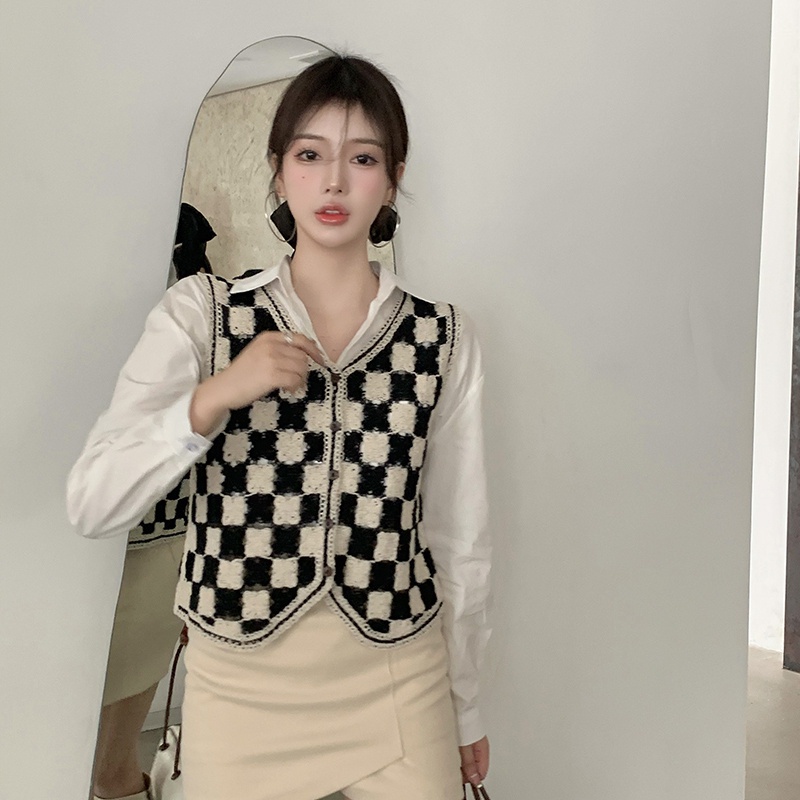Áo khoác cardigan không tay cổ chữ V dáng rộng phong cách Hàn Quốc cho nữ