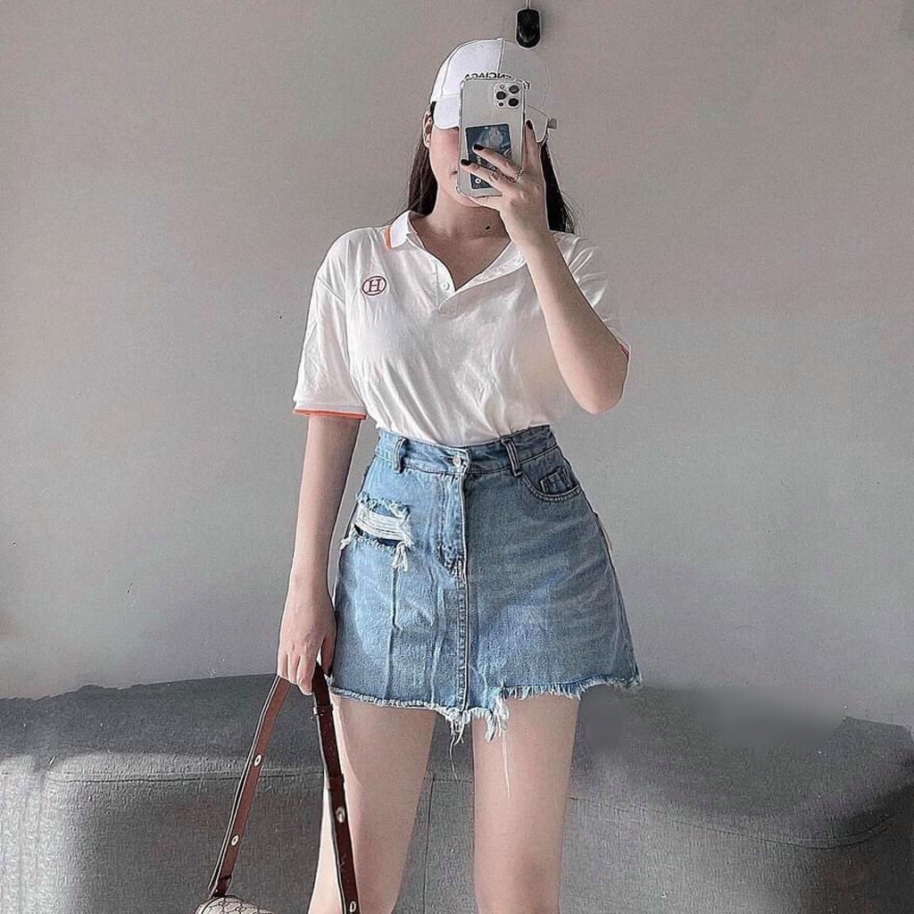 Quần Jeans giả váy nữ , quần short đùi , rách nhẹ không hở , năng động cá tính tha hồ mix đồ.