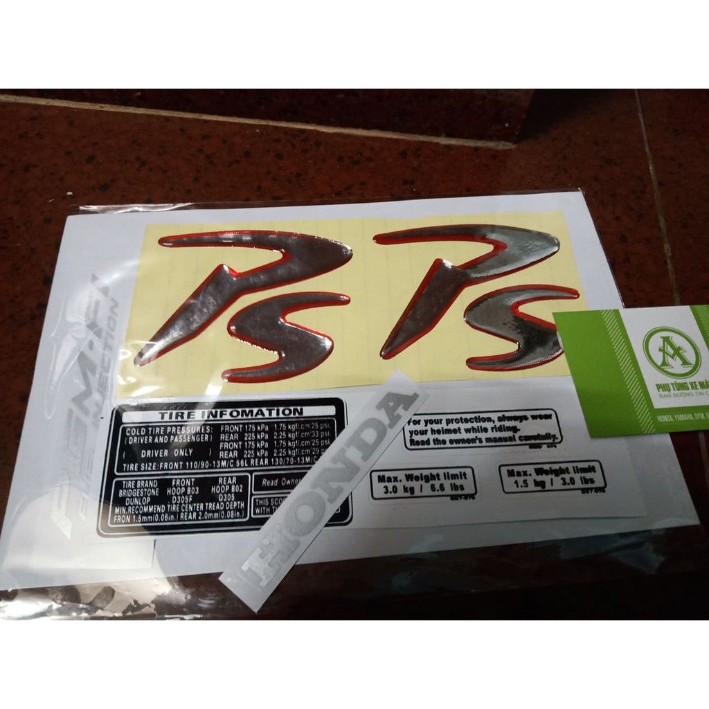 Bộ tem xe honda PS 150 viền đỏ