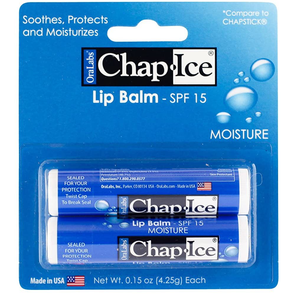 (4.25g) Son Dưỡng Môi Chap Ice lip balm Medicated|Moisture SPF15 Chính Hãng (USA)