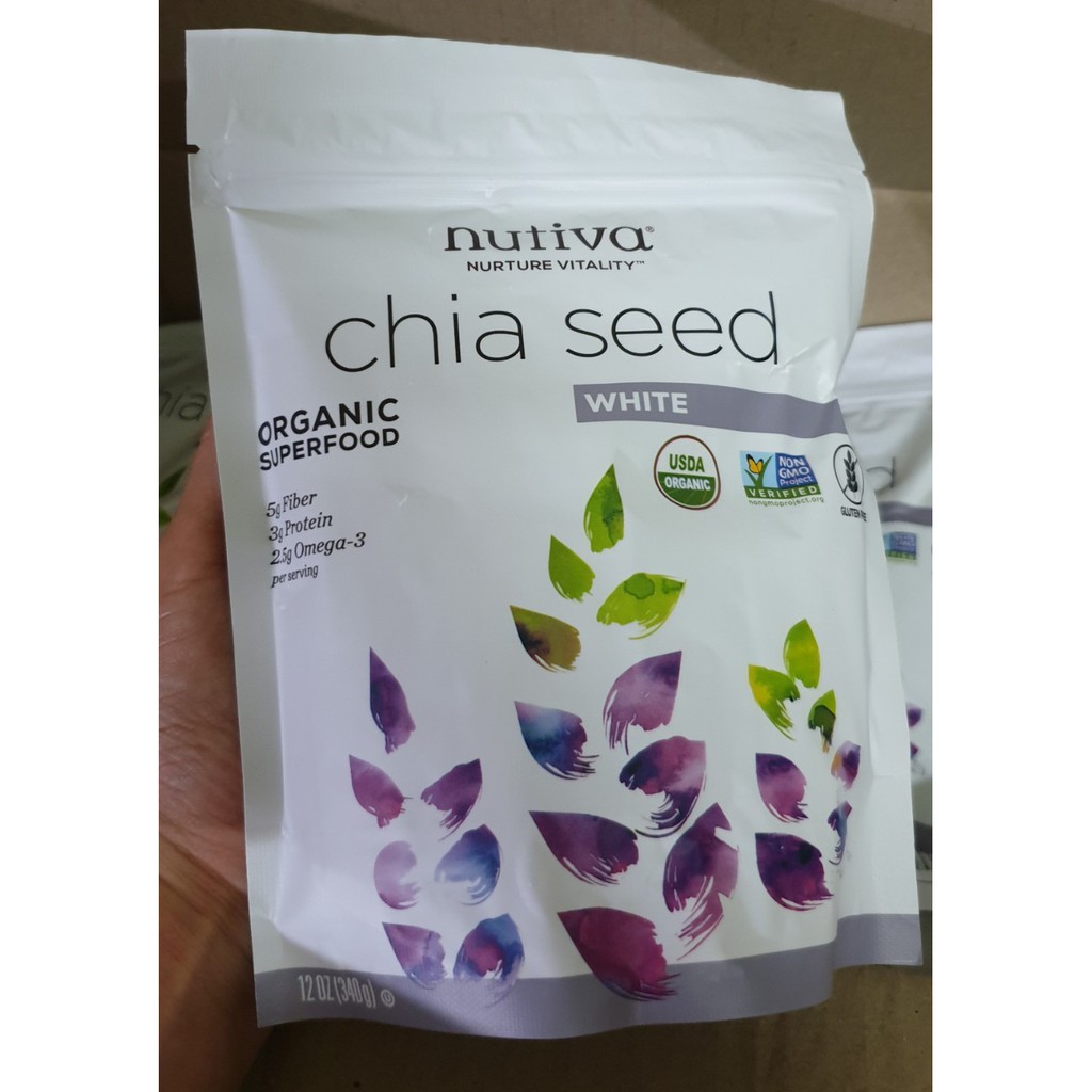 Hạt Chia Trắng Nuvita White GIẢM CÂN Chia Seed USDA - túi 340g DATE 2022