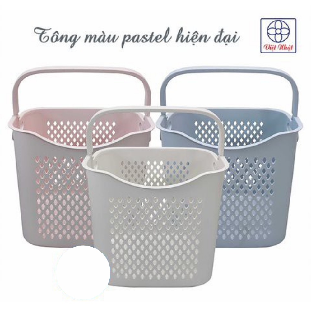 Giỏ caro cao, giỏ đựng đồ đa năng có quai xách nhựa Việt Nhật, Giỏ đựng quần áo thiết kế hiện đại 3373