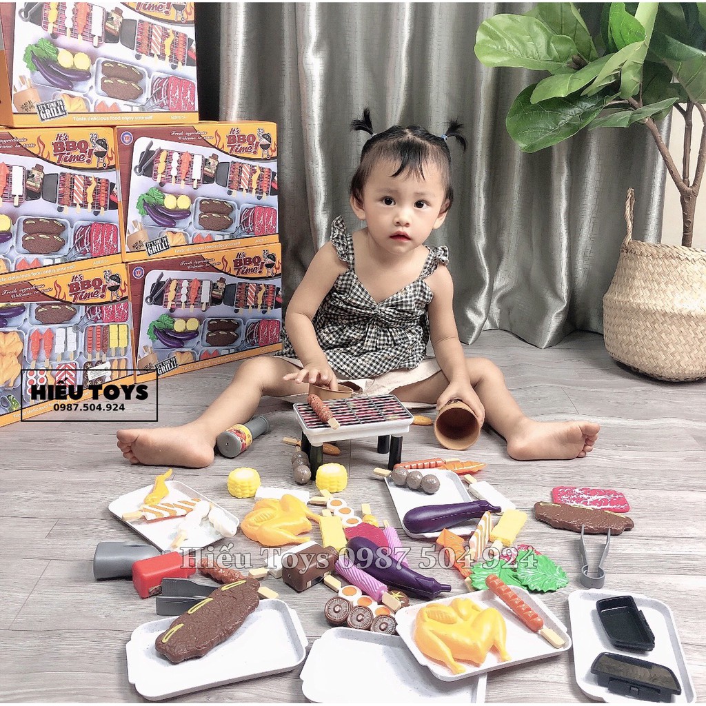 Bộ Đồ Nướng BBQ  58 Chi Tiết Chất Nhựa ABS Cao Cấp Màu Sắc Như Thật Đồ Chơi Cho Bé Gái