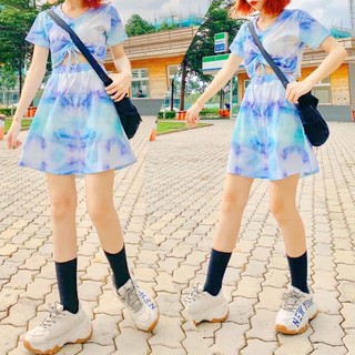 SET ÁO CROPTOP LOANG MÀU - VÁY