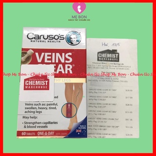 Viên uống giãn tĩnh mạch carusos veins clear và typ kem bôi chính hãng của úc